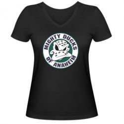 Женская футболка с V-образным вырезом Anaheim Mighty Ducks Logo - PrintSalon
