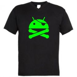 Мужская футболка  с V-образным вырезом Android Pirate - PrintSalon