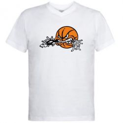 Мужская футболка  с V-образным вырезом Angry ball - PrintSalon