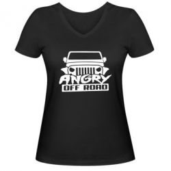 Женская футболка с V-образным вырезом Angry Off Road - PrintSalon