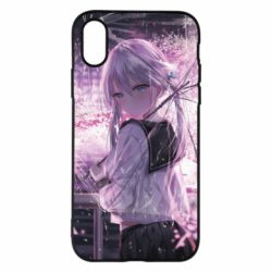 Чохол для iPhone X/Xs Anime girl and sakura - PrintSalon