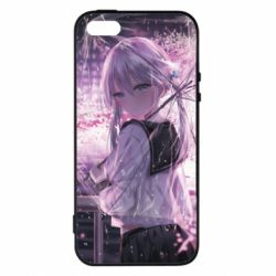 Чохол для iphone 5/5S/SE Anime girl and sakura - PrintSalon