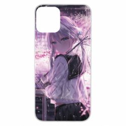 Чохол для iPhone 11 Anime girl and sakura - PrintSalon