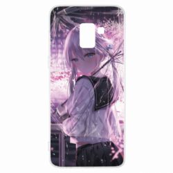 Чохол для Samsung A8+ 2018 Anime girl and sakura - PrintSalon