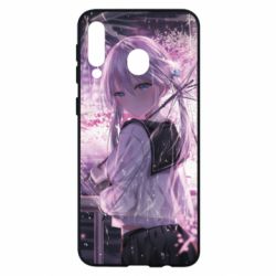 Чохол для Samsung M30 Anime girl and sakura - PrintSalon