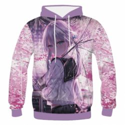 Чоловіче 3D худі Anime girl and sakura