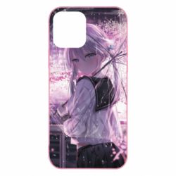 Чохол для iPhone 12 Anime girl and sakura - PrintSalon