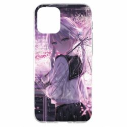 Чохол для iPhone 12 mini Anime girl and sakura - PrintSalon