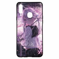 Чохол для Samsung A20s Anime girl and sakura - PrintSalon