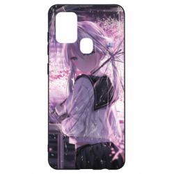 Чохол для Samsung A21s Anime girl and sakura - PrintSalon