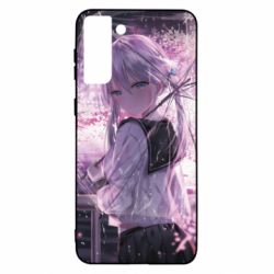 Чохол для Samsung S21 Ultra Anime girl and sakura - PrintSalon