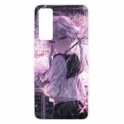Чохол для Huawei P Smart 2021 Anime girl and sakura - PrintSalon