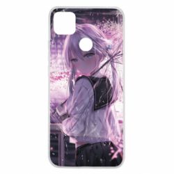 Чохол для Xiaomi Redmi 9c Anime girl and sakura - PrintSalon