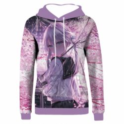 Жіноче 3D худі Anime girl and sakura