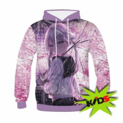 Дитяче 3D худі Anime girl and sakura - PrintSalon