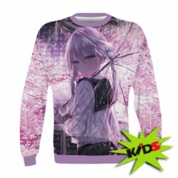 Дитячий 3D світшот Anime girl and sakura - PrintSalon