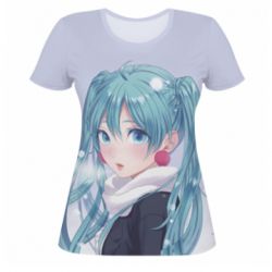 Жіноча 3D футболка Anime girl with blue hair - PrintSalon