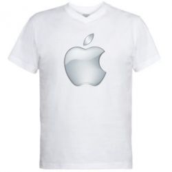 Мужская футболка  с V-образным вырезом Apple Silver - PrintSalon