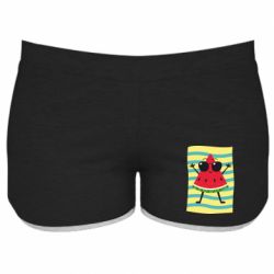 Женские шорты Арбуз на пляже - PrintSalon