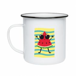 Кружка эмалированная Арбуз на пляже - PrintSalon