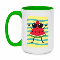 Чашка двухцветная 420ml Арбуз на пляже - PrintSalon