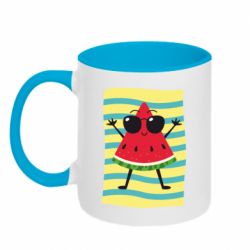 Чашка двухцветная 320ml Арбуз на пляже - PrintSalon