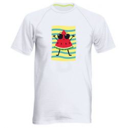 Мужская футболка для спорта Арбуз на пляже - PrintSalon