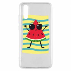 Чехол для Huawei P20 Арбуз на пляже - PrintSalon
