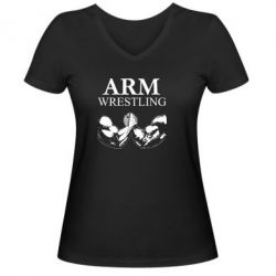 Жіноча футболка з V-подібним вирізом Arm Wrestling - PrintSalon