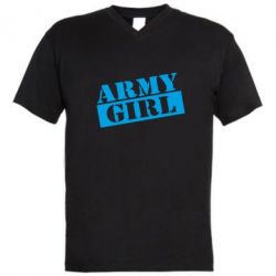 Мужская футболка  с V-образным вырезом Army girl - PrintSalon