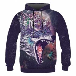Чоловіче 3D худі Art wolf monster - PrintSalon
