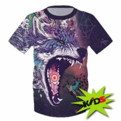 Дитяча 3D футболка Art wolf monster - PrintSalon