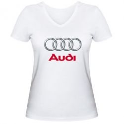 Женская футболка с V-образным вырезом Audi 3D Logo - PrintSalon