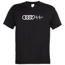 Мужская футболка  с V-образным вырезом Audi heart rate - PrintSalon