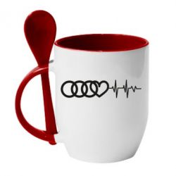 Чашка с ложкой Audi heart rate - PrintSalon