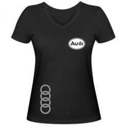 Жіноча футболка з V-подібним вирізом Логотип Audi - PrintSalon