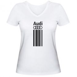 Женская футболка с V-образным вырезом Aуди лого - PrintSalon