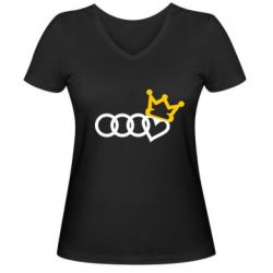 Женская футболка с V-образным вырезом Audi queen - PrintSalon