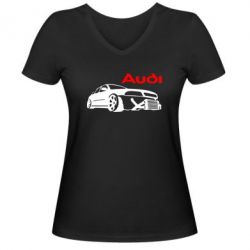 Женская футболка с V-образным вырезом Audi Turbo - PrintSalon