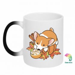 Чашка-хамелеон Autumn Corgi - PrintSalon
