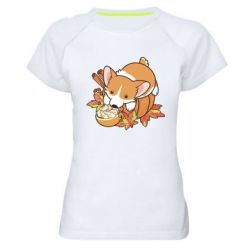 Женская футболка для спорта Autumn Corgi - PrintSalon