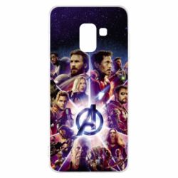Чохол для Samsung A8 2018 Avengers heroes and logo endgame - PrintSalon