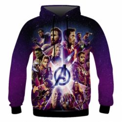 Чоловіче 3D худі Avengers heroes and logo endgame - PrintSalon