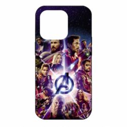 Чохол для iPhone 14 Pro Avengers heroes and logo endgame - PrintSalon