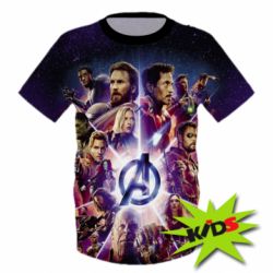 Дитяча 3D футболка Avengers heroes and logo endgame - PrintSalon