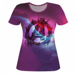 Жіноча 3D футболка Avengers logo and space - PrintSalon