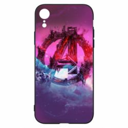 Чехол для iPhone XR Avengers logo and space
