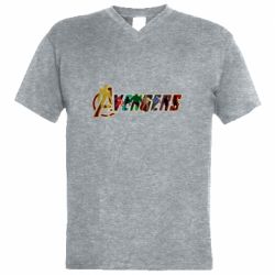 Мужская футболка  с V-образным вырезом Avengers - PrintSalon