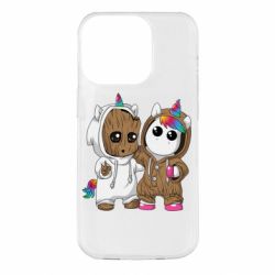 Чехол для iPhone 14 Pro Baby Groot And Unicorn - PrintSalon