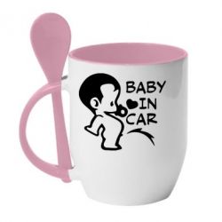 Чашка с ложкой Baby in car - PrintSalon